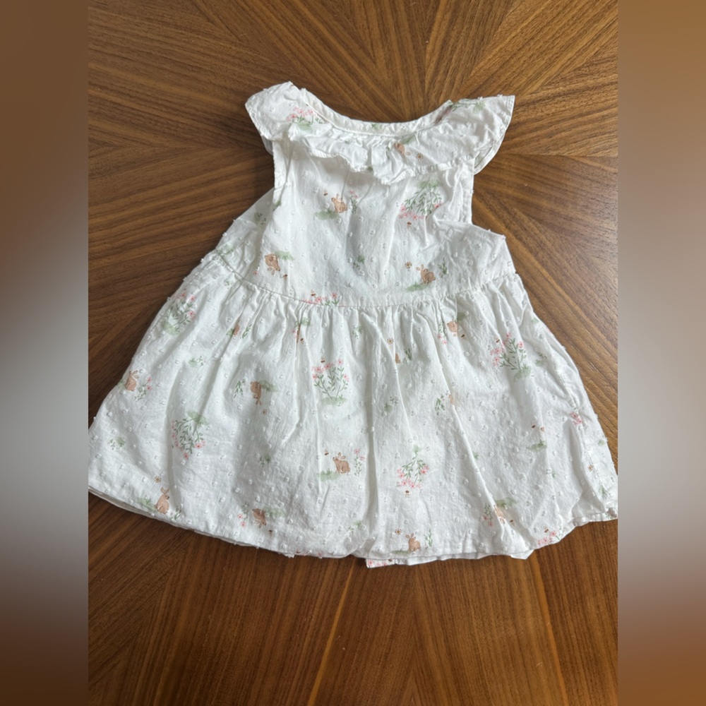 Never Worn. Carter's White Swiss Dot material Bunny Easter Dress. 6 months